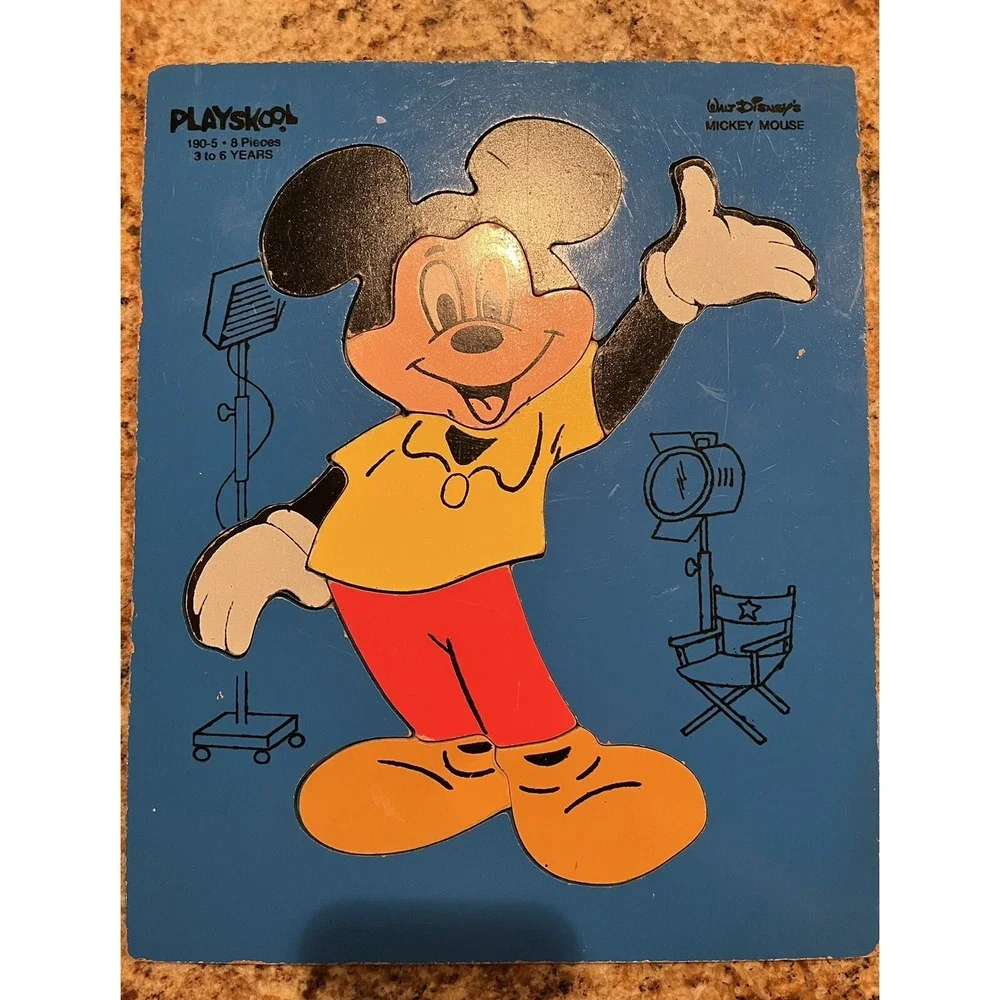 VTG Playskool Wooden Puzzles Mickey Mouse & Peter Rabbit 1970's Young Child